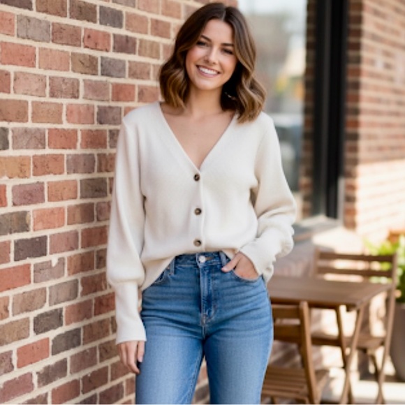 Madewell Sweaters - MADEWELL Ivory Flower Shaped Buttons Ottoman Rib Cardigan Size Small EUC